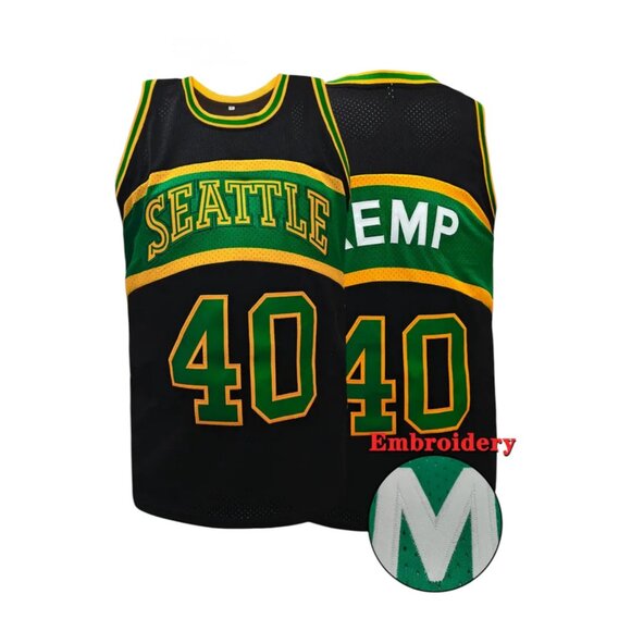 Seattle Supersonics Shawn Kemp #40 Basketball Jersey Stitched Men's BLACK - Picture 1 of 5